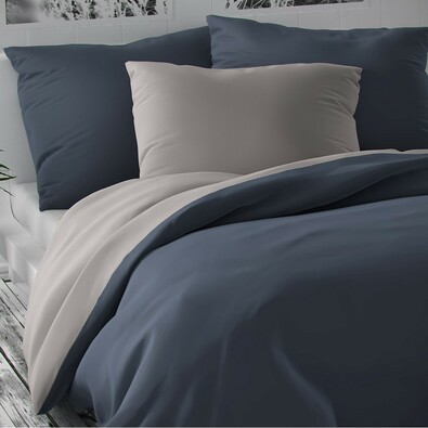 Lenjerie de pat satinată Luxury Collection gris  deschis/gri închis, 220x200 cm, 2 buc. 70x90 cm