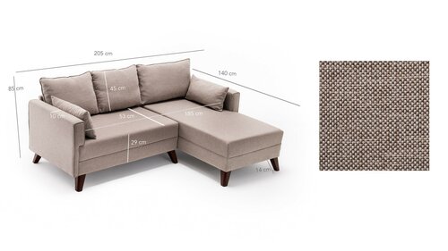 Klappecksofa Bella Corner Right 2 Cream