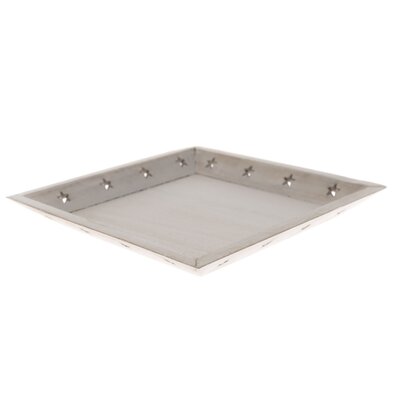 Lesena pladenjica z zvezdami, 20 x 20 x 3,5 cm,bela