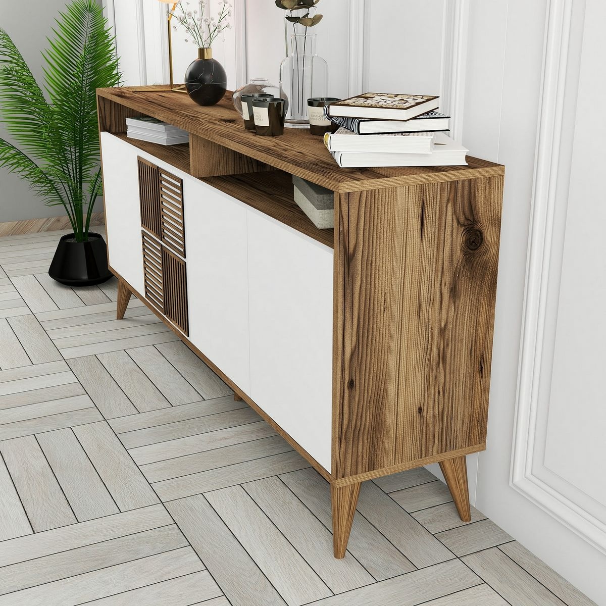 Skrinka Milan Walnut and White