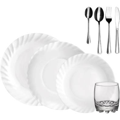 Set de masă Bormioli Rocco, 48 piese, cu tacâmuri Prima & Hanna