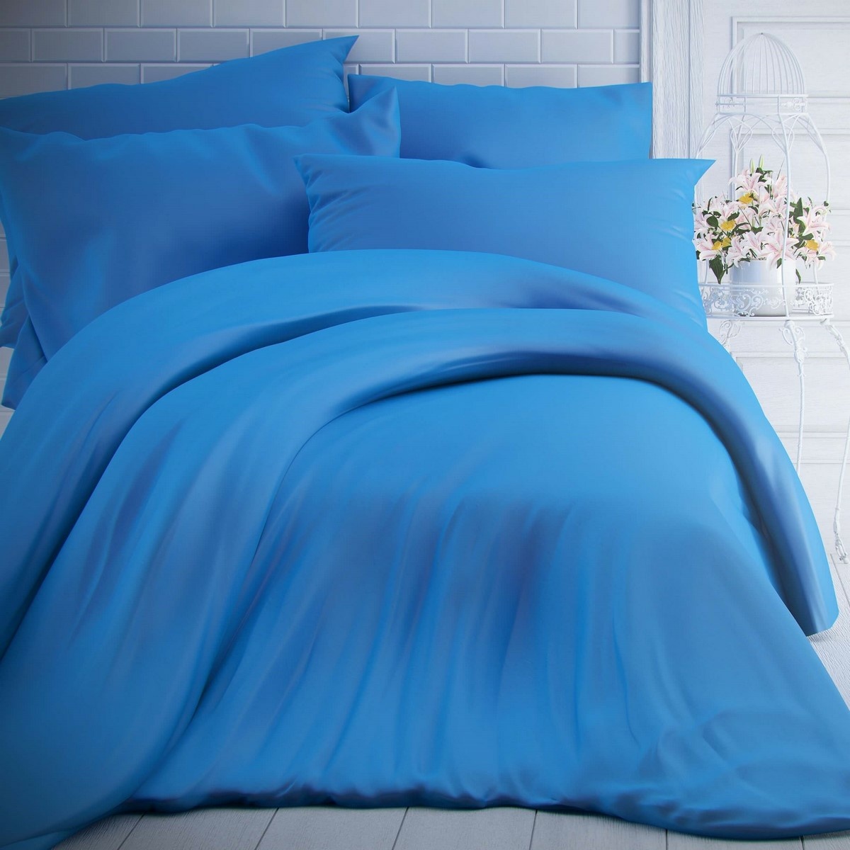 Kvalitex Lenjerie de pat din bumbac albastră, 220 x 200 cm, 2 buc. 70 x 90 cm, 220 x 200 cm, 2 buc. 70 x 90 cm