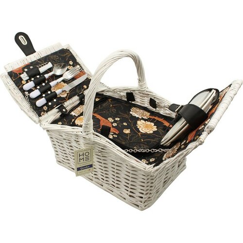 Picknickkorb für 2 Personen Weiß, 38 x 26 x 26 cmweiß  ,