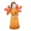 Осіння прикраса Деревний ангел з гарбузом жовтий, 11 х 15,5 х 6 см