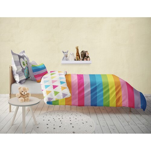 BedTex Bavlnené obliečky Sovička Rainbow, 140 x 200 cm, 70 x 90 cm