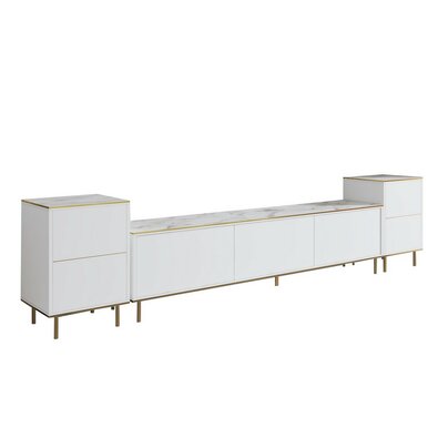 TV-szekrény szekrényekkel Imej White Marble andGold