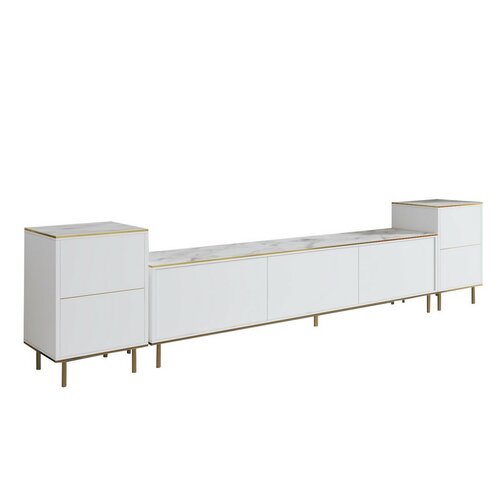 Imej White Marble and Gold  TV-asztal szekrényekkel