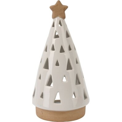 Christmas tree porcelán gyertyatartó teamécseshez fehér, 10 x 20 cm