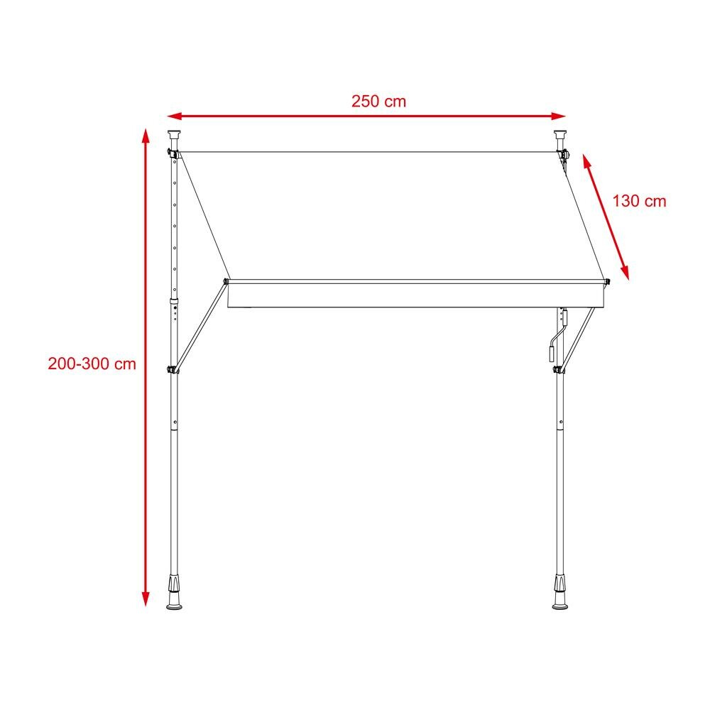 Balkónová markíza Apollo 250 cm, sivá, 250 cm