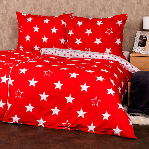 4Home Бавовняна постільна білизна Stars red, 140 x 220 см, 70 x 90 см