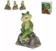 Dekorativní žába na kameni, zelená, 14 x 10 x 6 cm
