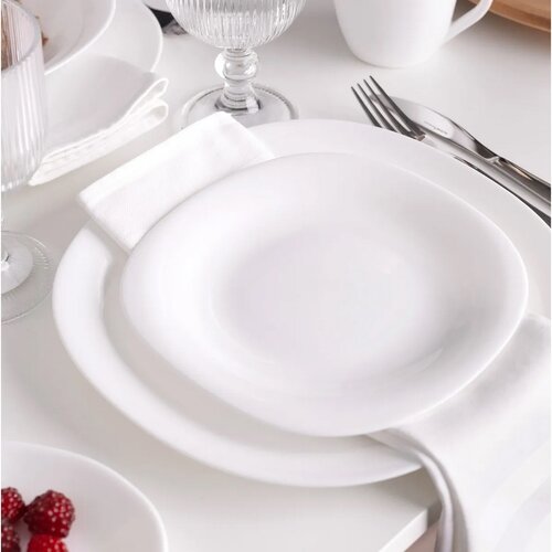 Set de farfurii întinse din sticlă opal Altom  White harmony 28 cm, 6 buc