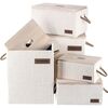 Autronic Set of 5 fabric storage boxes, cream