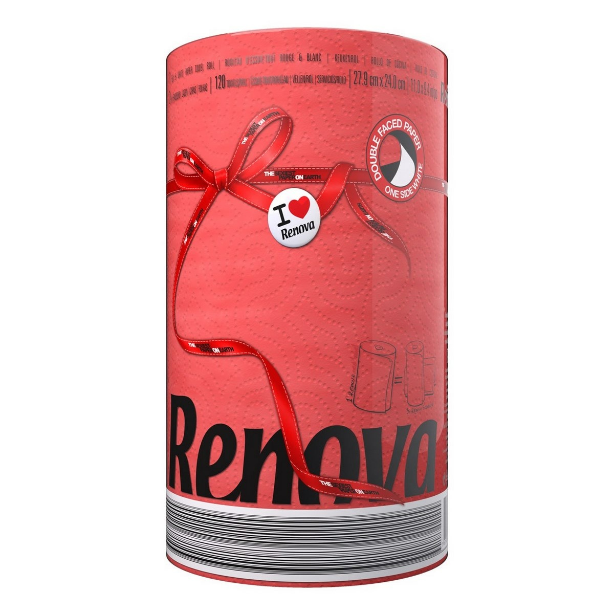 Renova 2 rétegű konyhai papírtörlő, piros, 1 tekercs termék 2. képe