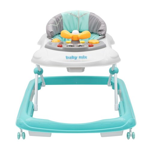 Baby Mix Walker pentru copii cu volan și roți dinsilicon verde, 50 x 44 x 50 cm