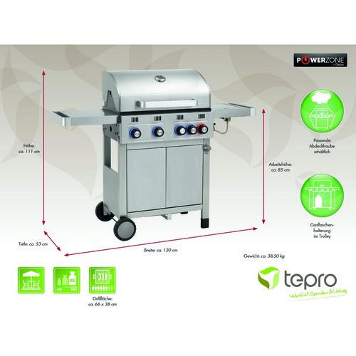 Tepro 3188 Plynový gril Wellington 4, 4 hořáky, 139 x 52 x 111 cm