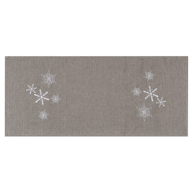 Weihnachtlicher Tischläufer Schneeflocken grau, 40 x 90 cm