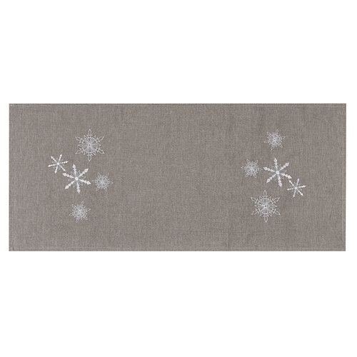 Weihnachtlicher Tischläufer Schneeflocken grau, 40 x 90 cm