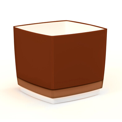 Doniczka osłonka plastikowa Cube 170, brązowa