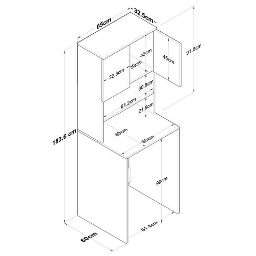 Karin White and Walnut szekrény a mosógép fölé