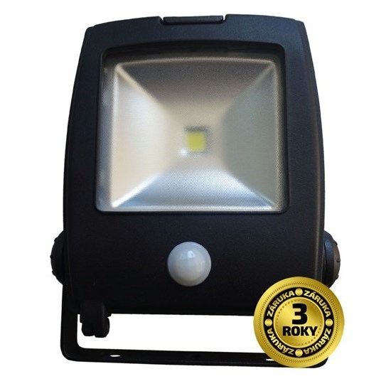 Reflektor LED Solight plochý venkovní reflektor, 10W, 800lm, AC 230V, černý, se senzorem WM-10WS-C