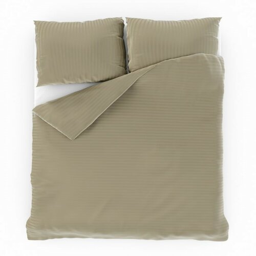 Set de lenjerie de pat Kvalitex din satin cu dungiCappuccino, 140 × 200 cm, 70 × 90 cm