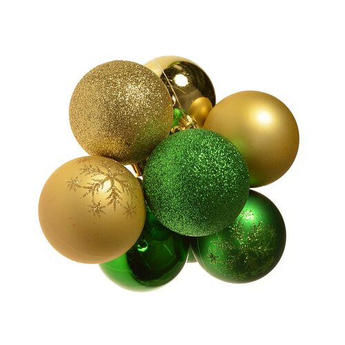 Set decorațiuni de Crăciun Becca, 16 buc., diam. 6 cm, auriu a verde