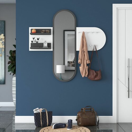 Pomi White fali akasztó tükörrel