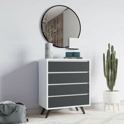 Komoda Suvera White and Anthracite