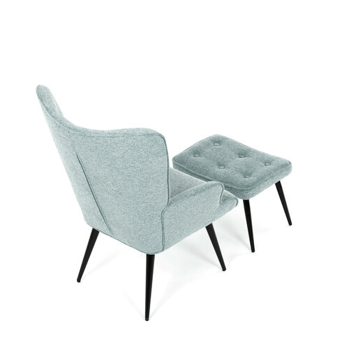 Relaxační křeslo s podnožkou CHENILLE, modrá