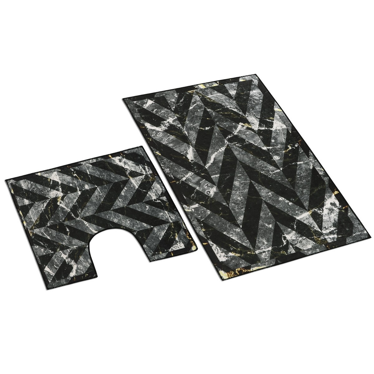 Bellatex Mramor fürdőszobai szőnyegkészletfekete 3D, 60 x 100 cm, 60 x 50 cm akciós termékkép 1