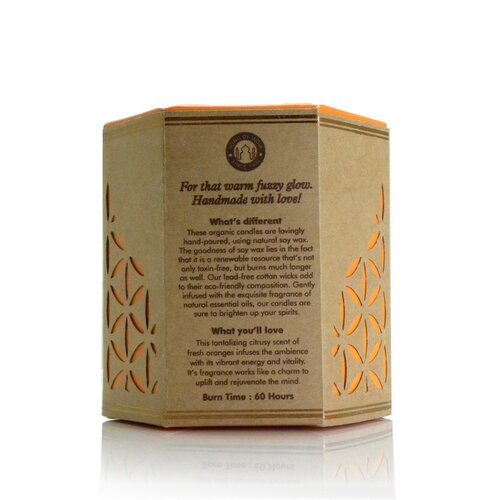 Świeca organiczna Nagpuri Narangi - Pomarańcza 200g w bursztynowym szkle