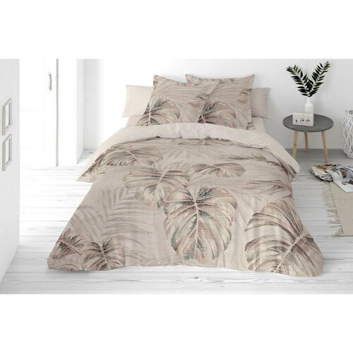 Pościel z mieszanki bawełny i lnu Monstera, 160 x 200 cm, 2 szt. 70 x 80 cm