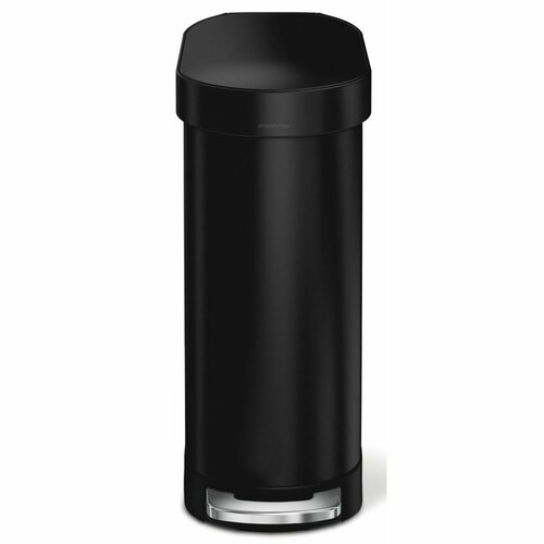 Simplehuman Ovalni koš z pedalom in nerjavečimokvirjem Slim 45 l, črn