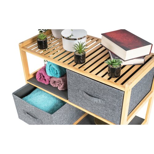 G21 Bambusový regál s košíky, 3 police, šedá