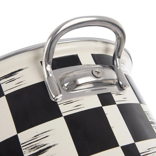 Orion Emaillierter Topf Schachbrett Rand, 2 l, Durchmesser 18 cm