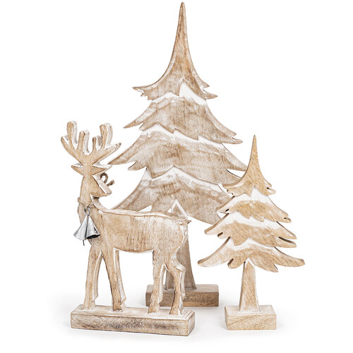 4Home Nordic Reindeer decor din lemn de mango, 33cm