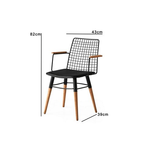 Set de scaune de sufragerie Trend Black andWalnut, 2 buc.