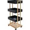 Regal auf Rollen Bamboo, schwarz, 40 x 87,5 x 30