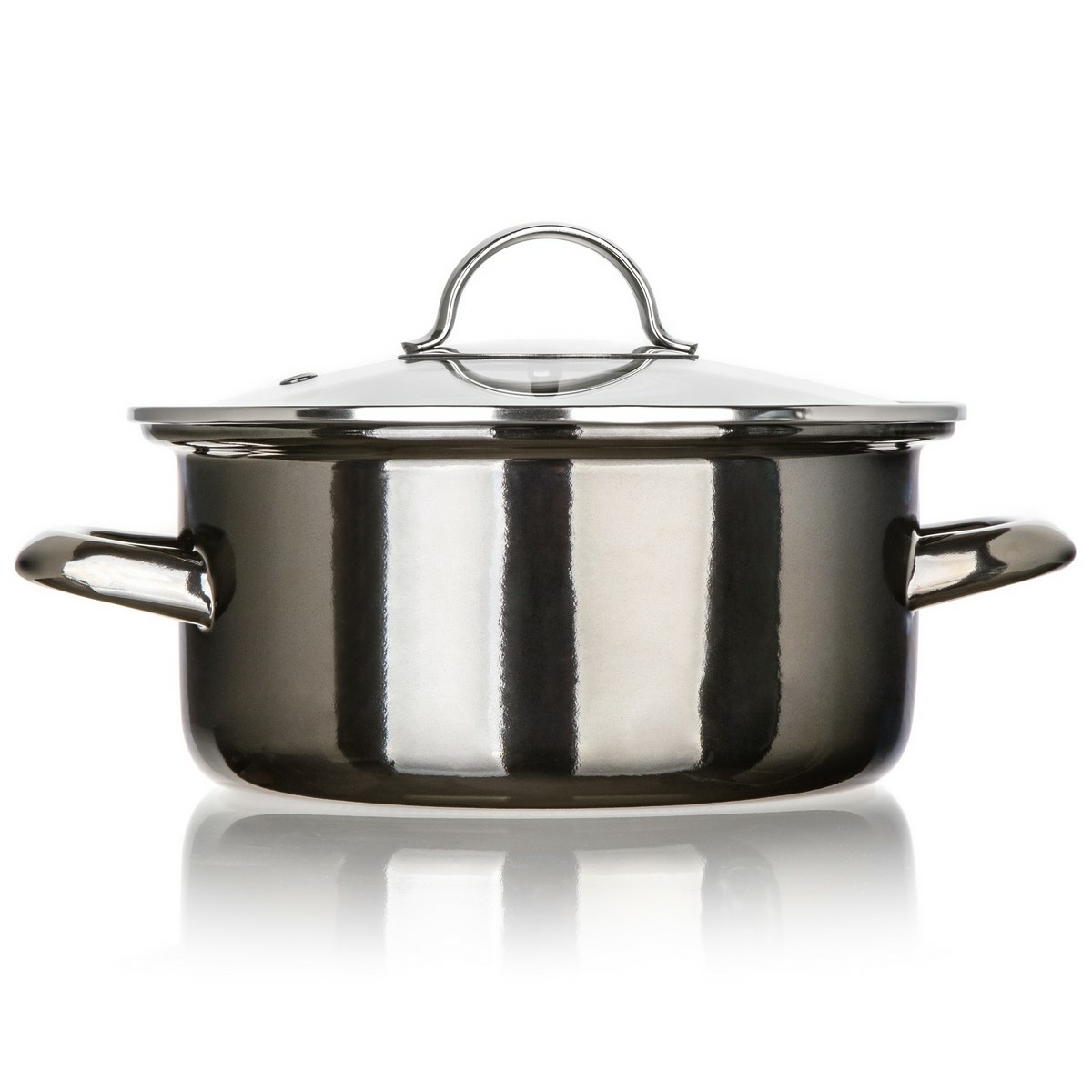 Bankett Zománcozott edény METALLIC Fekete 20 cm, 2l, fedővel, 20 cm