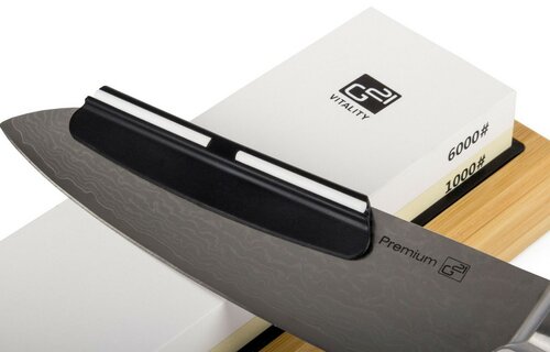 Set de cuțite G21 Damascus Premium în bloc de bambus, 4 bucăți + piatră de ascuțit