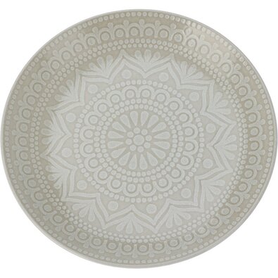 Ethnic kőagyag lapostányér, átmérő 27 cm, bézs