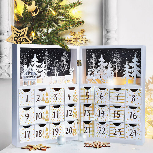 Calendar de Advent Solight LED Carte, 8x LED, 40 x30 cm, 2x AAA