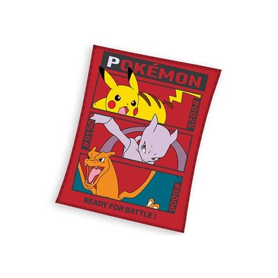 Carbotex Dětská deka Pokémon Pikachu MewTooa Charizard, 110 x 140 cm