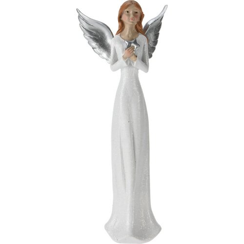Decorațiune de Crăciun Înger cu aripi argintii, 8,7 x 22 cm