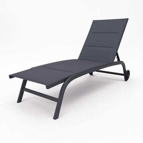 Gartenliege mit Rollen 184 x 60 x 35 cm, Dunkelgrau