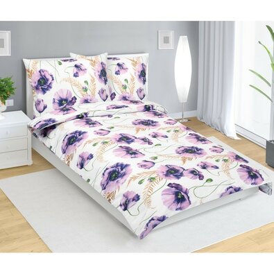 Bellatex Бавовняна постільна білизна Квітка фіолетова, 140 x 200 см, 70 x 90 см