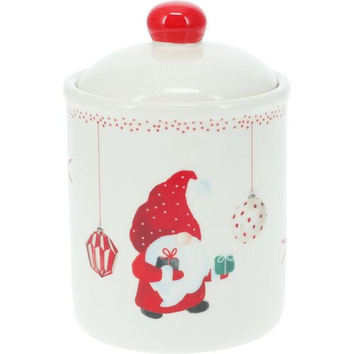 Doză ceramică cu capac Spiriduș de Crăciun