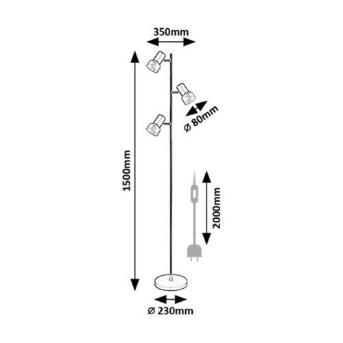 Rabalux 74279 podlahová stojací lampa Hatice, 3x E14, max. 15W, IP20