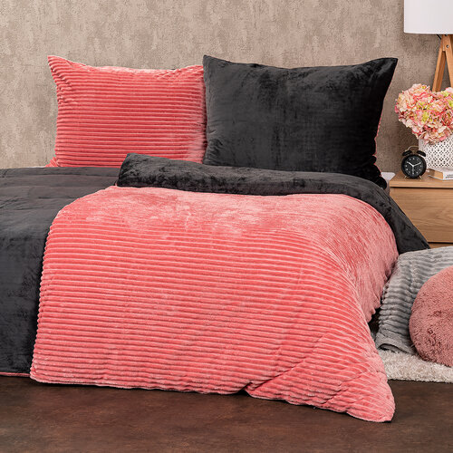 4Home Posteljnina iz mikroflanela Stripe roza, 140x 200 cm, 70 x 90 cm